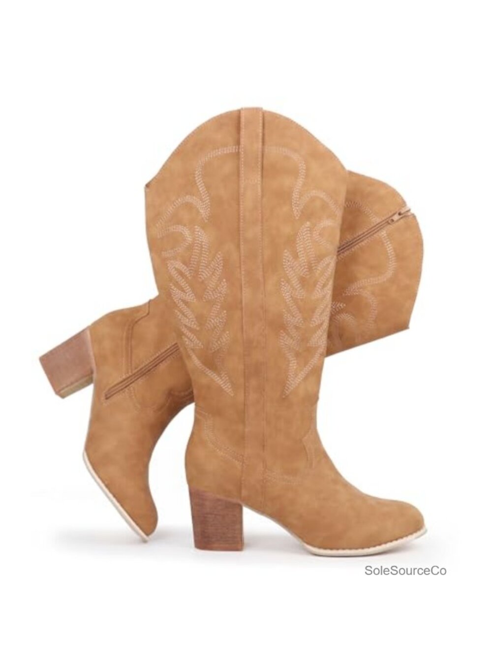 Extra Wide Calf Cowboy Boots Embroidered Western Cowgirl Knee High Boots